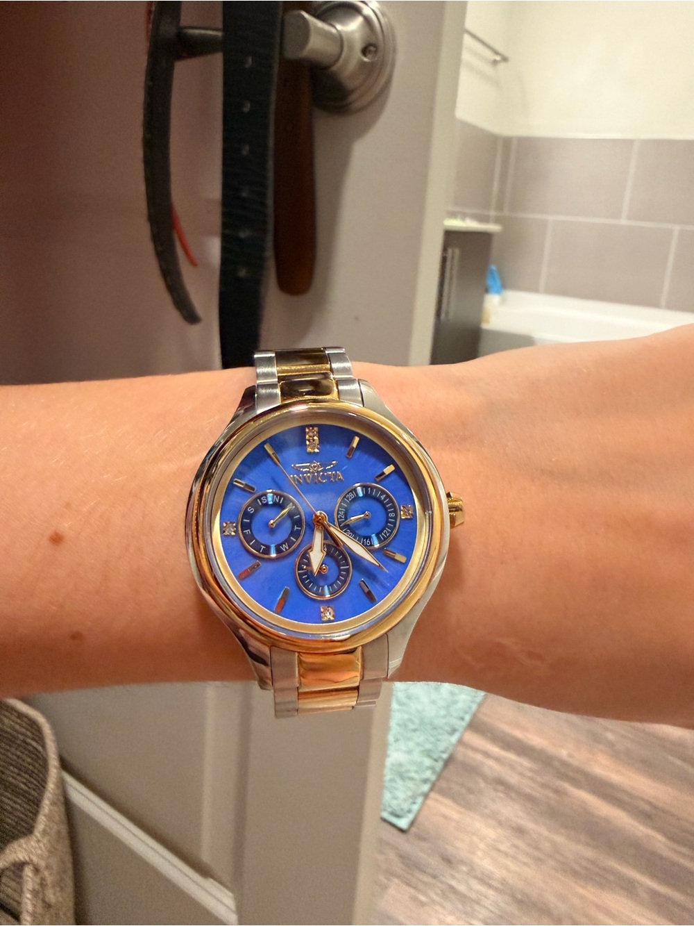 Invicta Two-Tone Gold & Silver Watch with Blue Dial